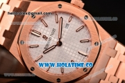 Audemars Piguet Royal Oak 33MM Miyota Quartz Rose Gold Case/Bracelet with White Dial and Stick Markers (EF)