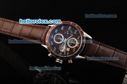 Tag Heuer Carrera Swiss Valjoux 7750 Automatic Movement Brown Dial with Brown Leather Strap