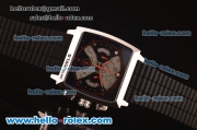 Tag Heuer Monaco Chronograph Quartz Steel Case with Orange Markers and Black Rubber Strap