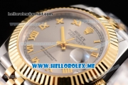 Rolex Datejust II Asia 2813 Automatic Two Tone Case/Bracelet with Grey Dial and Roman Numeral Markers (BP)