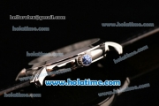 Vacheron Constantin Malte Miyota Quartz Steel Case with Black Leather Bracelet Diamond Markers and White Dial