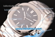Patek Philippe Nautilus Swiss ETA 2824 Automatic Full Steel with White Stick Markers and Black Dial