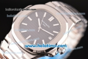 Patek Philippe Nautilus Swiss ETA 2824 Automatic Full Steel with White Stick Markers and Black Dial