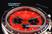 Omega Speedmaster Racing Chrono Miyota OS20 Quartz Steel Case with Black Rubber Strap Red Dial