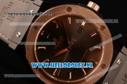 Hublot Classic Fusion 9015 Auto PVD/Rose Gold Case with Grey Dial and Grey Leather Strap