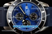 Breitling SuperOcean Heritage Chrono Swiss Valjoux 7750 Automatic Steel Case Blue Dial With Stick Markers Blue Rubber Strap (JH)