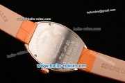 Franck Muller Heart Swiss Quartz Rose Gold Case with Orange Leather Strap Diamond Bezel and White Dial - ETA Coating