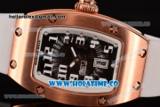 Richard Mille RM 007 Miyota 9015 Automatic Rose Gold Case with Skeleton Dial Arabic Numeral Markers and White Rubber Strap (K)