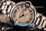 Cartier Ballon Bleu Medium Swiss ETA 2671 Automatic Full Steel with Silver Dial and Black Roman Numeral Markers