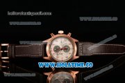 IWC Pilot's Watch Spitfire Chrono Miyota Quartz Rose Gold Case with Brown Leather Strap White Dial and Arabic Numeral Markers