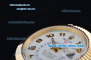 Rolex Sky-Dweller Asia 2813 Automatic Gold Case with Black Leather Strap and White Dial