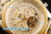 Breitling Bentley Tourbillon Automatic Steel Case with Rose Gold Bezel and White Dial