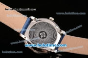 Patek Philippe Calatrava Miyota Quartz Steel Case with Blue Leather Bracelet and Silver Sitck Markers