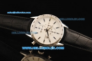 Tag Heuer Carrera Chronograph Miyota Quartz Movement Steel Case with White Dial and Black Leather Strap