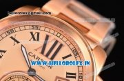 Cartier Calibre De Swiss ETA 2824 Automatic Full Rose Gold with Roman Numeral Markers and Rose Gold Dial