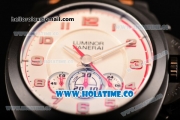 Panerai PAM 625 Luminor 1860 Asia Automatic PVD Case with White Dial Red Arabic Numeral Markers and Brown Leather Strap