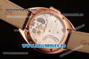 Cartier Cle de Cartier Swiss Tourbillon Manual Winding Rose Gold Case with White Dial and Brown Leather Strap