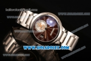 Cartier Rotonde De Miyota Quartz Steel Case/Bracelet with Brown Dial