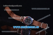 Rolex GMT-Master Asia 2813 Automatic Steel Case with Black Dial Brown Nylon Strap and Dot Markers