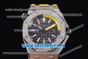 Audemars Piguet Royal Oak Offshore Diver Asia Automatic Steel Case with Black Dial Yellow Rubber Strap and Stick Markers (EF)