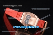 Richard Mille RM053 Miyota 9015 Automatic Rose Gold Case with Skeleton Dial and Red Rubber Strap