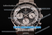 Rolex Daytona Vintage Chrono Miyota OS20 Quartz Steel Case/Bracelet with Point Markers and Black Dial - White Inner Bezel