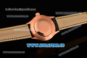Rolex Cellini Time Asia 2813 Automatic Rose Gold Case with White Dial Black Leather Strap and Stick/Roman Numeral Markers