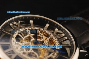 Cartier Rotonde De Cartier Skeleton Automatic Movement Steel Case with Black Leather Strap