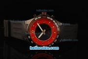 Ferrari Lap Time Chronograph Quartz Movement PVD Case with Red/Black Dial and Black Rubber Strap