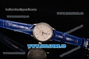 Rolex Cellini Time Asia 2813 Automatic Steel Case with White Dial Blue Leather Strap and Stick Markers