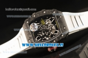 Richard Mille RM35-02 Carbon Fiber With Miyota 9015 Movement 1:1 Clone White Rubber