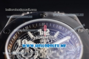 Hublot Big Bang UNICO Sapphire All Black Miyota Quartz Sapphire Crystal Case with Skeleton Dial and Black Rubber Strap Stick/Arabic Numeral Markers