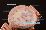 Omega Ladymatic Swiss ETA 2671 Automatic Full Rose Gold with Diamond Bezel and White Dial-1:1 Original