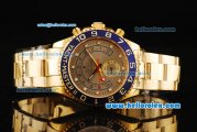 Rolex Yacht-Master II Oyster Perpetual Swiss ETA 2813 Automatic Full Gold with Blue Bezel and Grey Dial-Count Down Functional