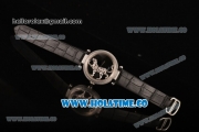 Cartier Le Cirque Animalier de Swiss ETA Quartz Diamond Case with Black Leather Strap