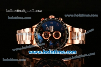 Tag Heuer Carrera Calibre 1887 Chrono Miyota OS10 Quartz Full Rose Gold with Black Dial and Arabic Numeral Markers