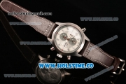IWC Pilot's Watch Spitfire Chrono Miyota Quartz Steel Case with Brown Leather Strap White Dial and Arabic Numeral Markers
