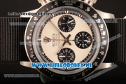 Rolex Daytona Vintage Chronograph Steel Case OS20 Quartz with White Dial and Black Nylon Strap