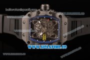 Richard Mille RM35-01 Bubba Watson Tourbillon Manual Winding Carbon Fiber Case with Skeleton Dial and White Dot Markers - Blue Inner Bezel