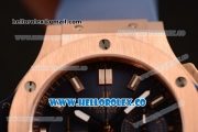 Hublot Big Bang Chrono Swiss Valjoux 7750 Automatic Rose Gold Case with Blue Dial and Blue Rubber Strap (YF)