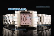 Chopard Happy Sport Japanese Quartz Movement Full Steel with Pink Dial and Stick Markers/Roman Numerals