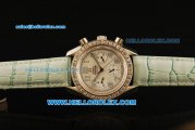 Omega Speedmaster Automatic Steel Case with Diamond Bezel and Green Leather Strap