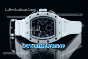 Richard Mille RM 011 Felipe Massa Chronograph Swiss Valjoux 7750 Automatic Ceramic PVD Case with Black Dial Arabic Numeral Markers and White Rubber Strap