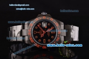 Rolex Stealth Flame Explorer II Bamfor GMT Asia 2813 Automatic PVD Case with PVD Strap Black Dial Orange Markers ETA Coating