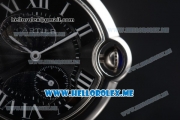 Cartier Ballon Bleu De Large Asia 2813 Automatic Steel Case with Black Dial and Black Leather Strap Roman Numeral Markers