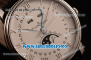 BlancPain Villeret Miyota 9015 Automatic Steel Case with White Dial and Black Leather Strap - (AAAF)