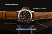 Panerai Luminor Base Special Edition PAM 390 Swiss ETA 6497 Manual Winding Steel Case with Black Dial and Brown Leather Strap