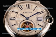 Cartier Ballon Bleu De Tourbillon Asia Automatic Steel Case with White Dial and Black Leather Strap - Roman Numeral Markers