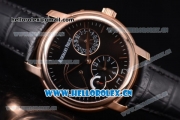 Audemars Piguet Jules Audemars Dual Time Asia ST25 Automatic Rose Gold Case Black Dial Stick Markers and Black Leather Strap