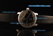 Montblanc GMT Automatic Movement Steel Case with Black Dial and Black Leather Strap-ETA Coating Case